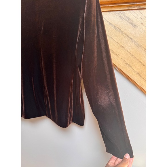 Coldwater Creek Velvet Blazer Jacket Brown Button Front Fitted Women's Size 10 - Picture 5 of 10